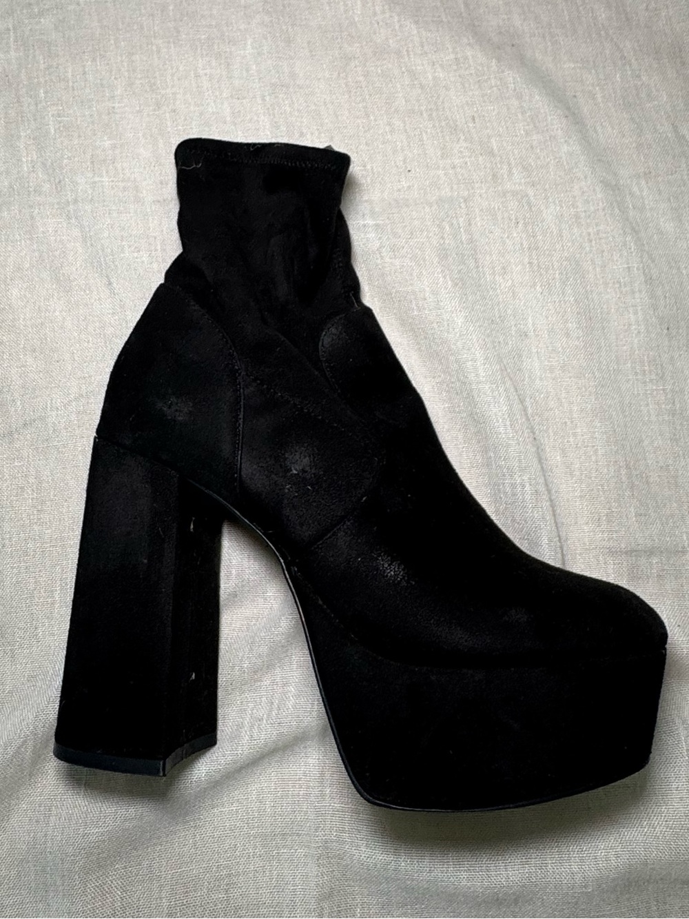 Women's Black Platform Block Heel Ankle Boots